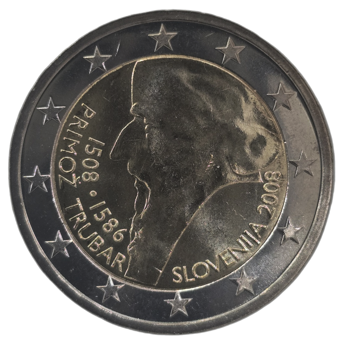 2 euros conmemorativa Quinto Centenario del Nacimiento de Primož Trubar Año 2008